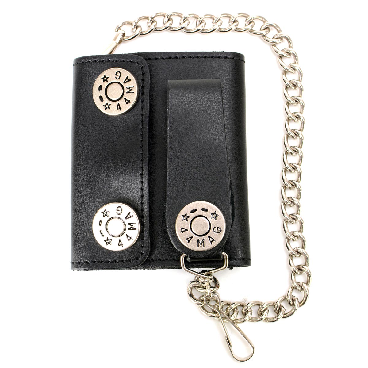 Milwaukee Leather MLW7822 Men's 4.25” Leather Bi-Fold Biker Wallet w/ Anti-Theft Stainless Steel Chain and Buffalo Nickel Snaps