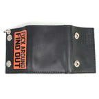 Milwaukee Leather MLW7841 Men's 4” Leather “F.A.F.O.” Tri-Fold Biker Wallet w/ Anti-Theft Stainless Steel Chain