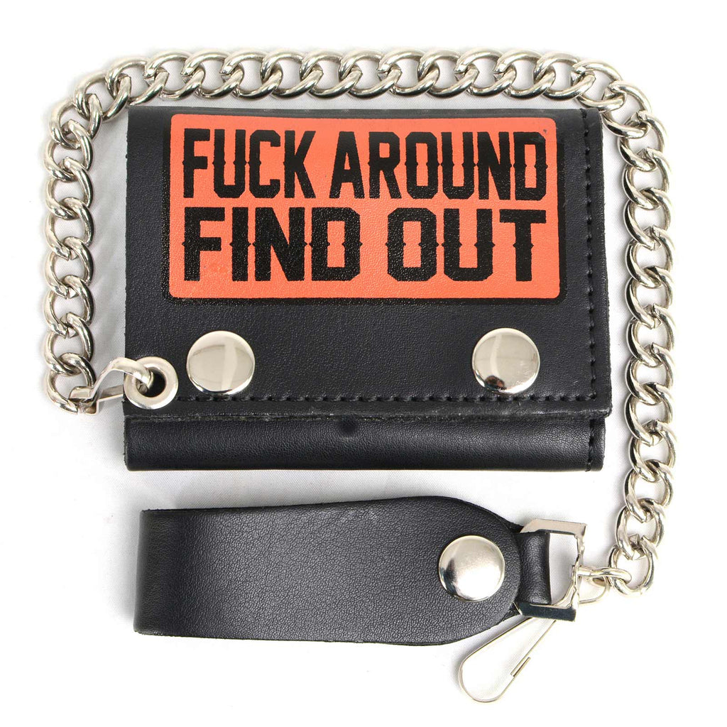Milwaukee Leather Men's Genuine Leather Bi-Fold Biker Wallets w/ Anti-Theft Stainless Steel Chain