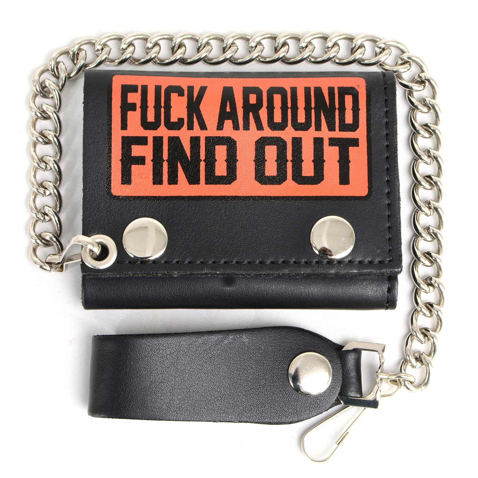 Milwaukee Leather Men's Genuine Leather Bi-Fold Biker Wallets w/ Anti-Theft Stainless Steel Chain