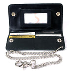 Milwaukee Leather MLW7893 Men's 7" Leather Bi-Fold Biker Wallet w/ Multiple Storage and Swivel Trigger Clip Anti-Theft Stainless Steel Chain
