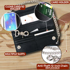 Milwaukee Leather MLW7893 Men's 7" Leather Bi-Fold Biker Wallet w/ Multiple Storage and Swivel Trigger Clip Anti-Theft Stainless Steel Chain