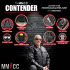 Milwaukee Motorcycle Clothing Co. Men's Contender Scooter Style Black Premium Leather Jacket MMC10001