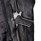 Milwaukee Motorcycle Clothing Co. Men's Top-Spot Scooter Style Black Leather Jacket w/  Reflective Piping MMC10007