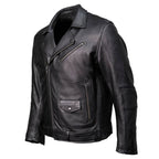 Milwaukee Motorcycle Clothing Co. Men's Unforgiven MC Style Black Leather Jacket w/ Lapel Collar MMC10008
