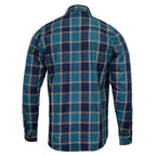 MMCC The Kraken Men's Blue Teal Orange Plaid Flannel Shirt - 100% Cotton Long Sleeve Button-Up - MMC11600