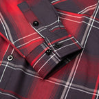 MMCC Men's Scorpion Red Black White Plaid Long Sleeve Flannel Shirt - Button-Up - MMC11601