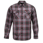 MMCC Men's The Shadow Grey Red Plaid Flannel Shirt - 100% Cotton with Microfiber Wipe Panel - MMC11603