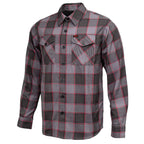 MMCC Men's The Shadow Grey Red Plaid Flannel Shirt - 100% Cotton with Microfiber Wipe Panel - MMC11603