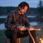 MMCC Men's Eclipse Grey Black Red Plaid Flannel Shirt - 100% Cotton with Microfiber Wipe Panel -MMC11605