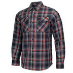 MMCC Men's Eclipse Grey Black Red Plaid Flannel Shirt - 100% Cotton with Microfiber Wipe Panel -MMC11605