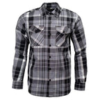 MMCC Men's Mastodon Grey Black White Plaid Flannel Shirt - 100% Cotton with Microfiber Wipe Panel - MMC11606