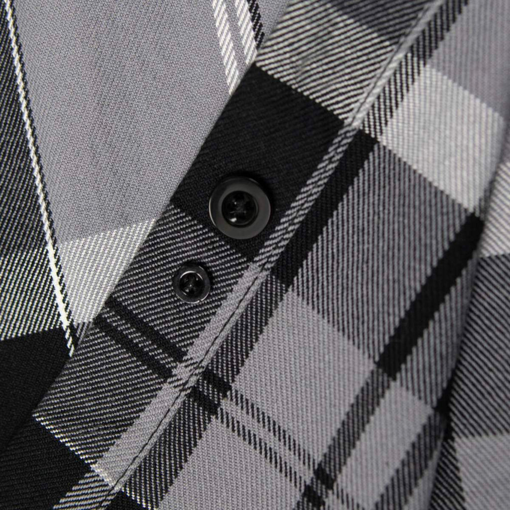 MMCC Men's Mastodon Grey Black White Plaid Flannel Shirt - 100% Cotton with Microfiber Wipe Panel - MMC11606