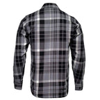 MMCC Men's Mastodon Grey Black White Plaid Flannel Shirt - 100% Cotton with Microfiber Wipe Panel - MMC11606