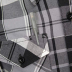 MMCC Men's Mastodon Grey Black White Plaid Flannel Shirt - 100% Cotton with Microfiber Wipe Panel - MMC11606