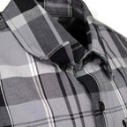 MMCC Men's Mastodon Grey Black White Plaid Flannel Shirt - 100% Cotton with Microfiber Wipe Panel - MMC11606