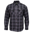 MMCC Men's Smoke Screen Grey Black Plaid Flannel Shirt - 100% Cotton with Microfiber Wipe Panel - MMC11607