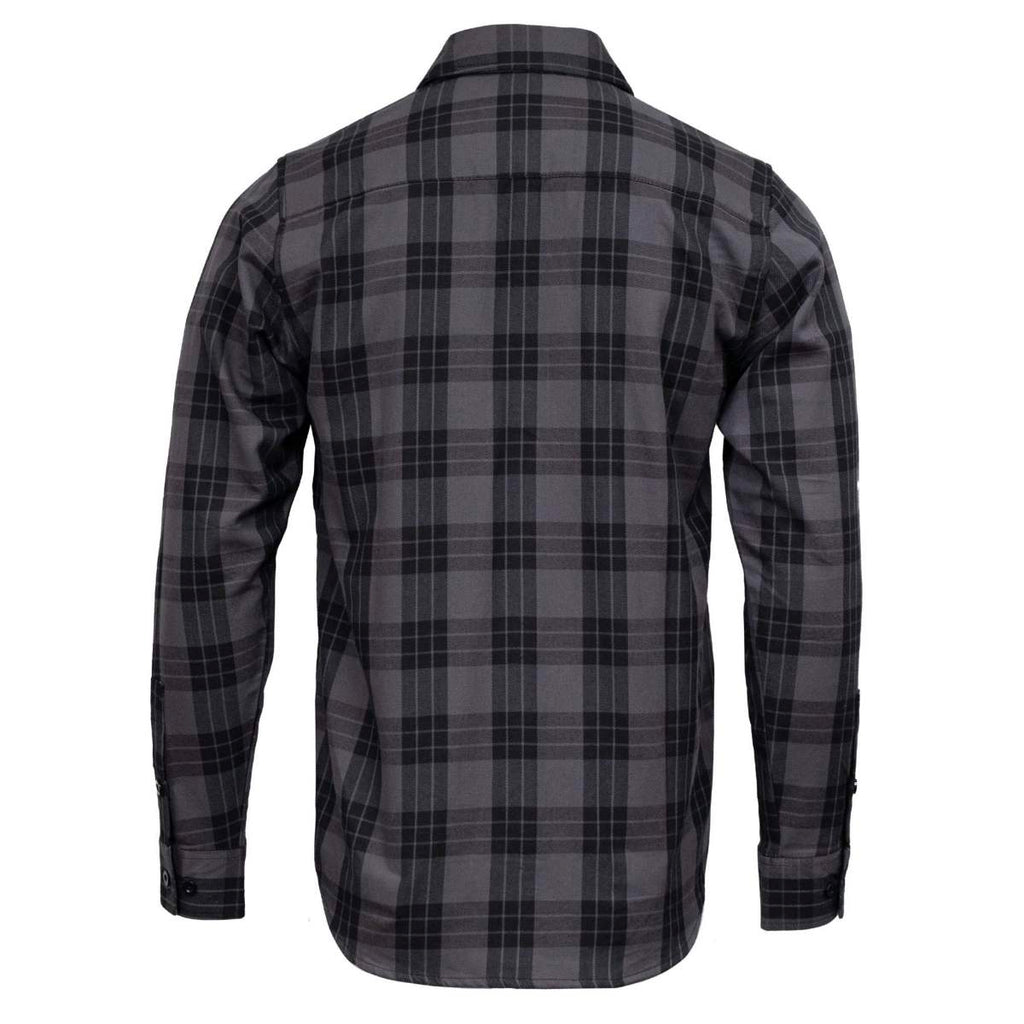 MMCC Men's Smoke Screen Grey Black Plaid Flannel Shirt - 100% Cotton with Microfiber Wipe Panel - MMC11607