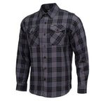 MMCC Men's Smoke Screen Grey Black Plaid Flannel Shirt - 100% Cotton with Microfiber Wipe Panel - MMC11607