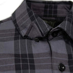MMCC Men's Smoke Screen Grey Black Plaid Flannel Shirt - 100% Cotton with Microfiber Wipe Panel - MMC11607