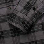 MMCC Men's Smoke Screen Grey Black Plaid Flannel Shirt - 100% Cotton with Microfiber Wipe Panel - MMC11607