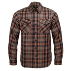 MMCC Men's Brimstone Plaid Black Orange Tan Flannel Shirt - 100% Cotton with Microfiber Wipe Panel - MMC11608