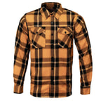 MMCC Deadbolt Men's Mustard Black White Plaid Flannel Shirt - 100% Cotton with Microfiber Wipe Panel - MMC11620