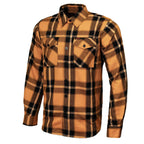 MMCC Deadbolt Men's Mustard Black White Plaid Flannel Shirt - 100% Cotton with Microfiber Wipe Panel - MMC11620