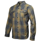 MMCC Garrison Men's Olive Gray Black Plaid Flannel Shirt - 100% Cotton Long Sleeve Button-Up - MMC11621