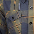 MMCC Garrison Men's Olive Gray Black Plaid Flannel Shirt - 100% Cotton Long Sleeve Button-Up - MMC11621