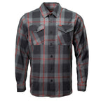 MMCC Blackout Men's Black Gray Red Plaid Flannel Shirt - 100% Cotton Long Sleeve Button-Up - MMC11622