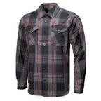 MMCC Blackout Men's Black Gray Red Plaid Flannel Shirt - 100% Cotton Long Sleeve Button-Up - MMC11622