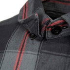 MMCC Blackout Men's Black Gray Red Plaid Flannel Shirt - 100% Cotton Long Sleeve Button-Up - MMC11622