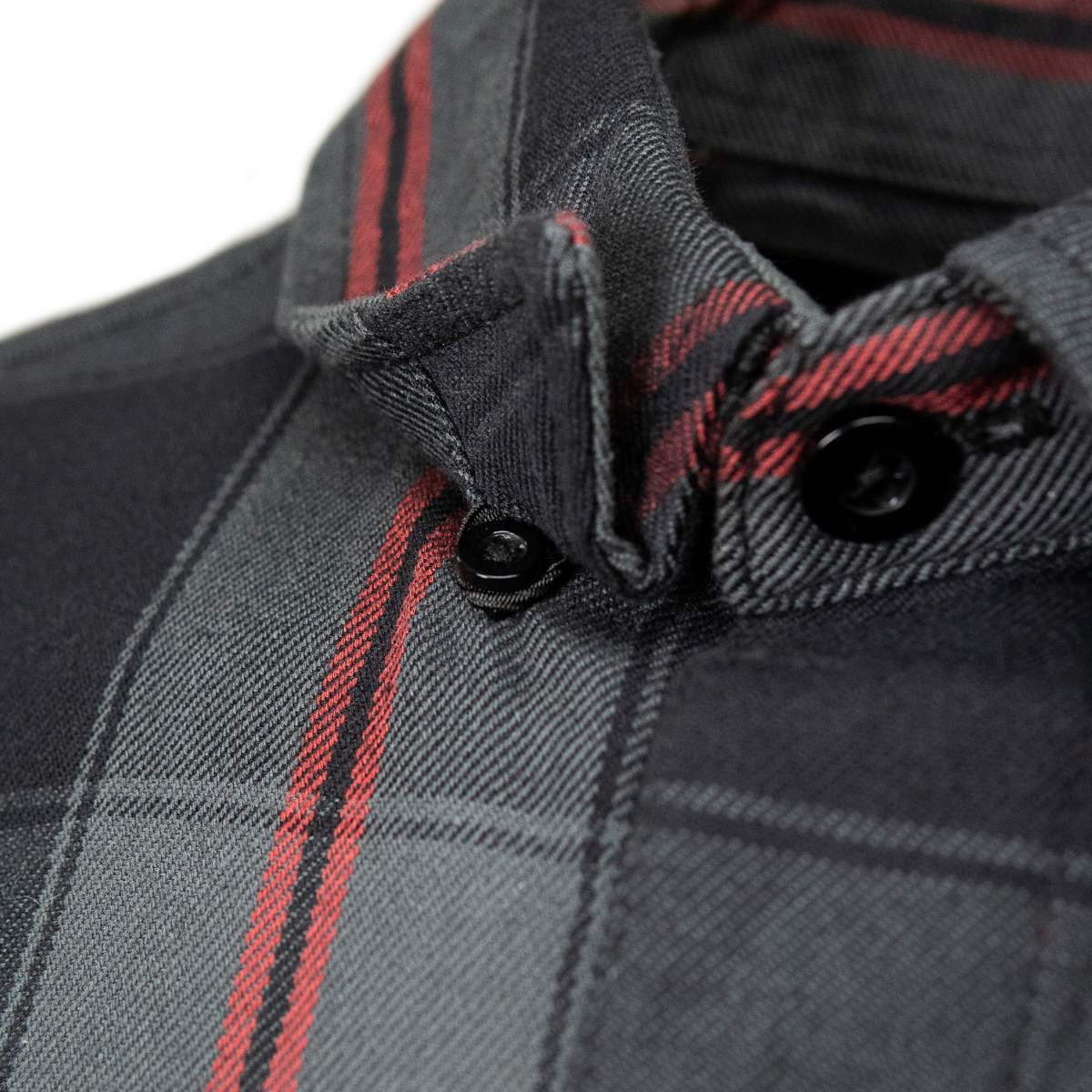 MMCC Blackout Men's Black Gray Red Plaid Flannel Shirt - 100% Cotton Long Sleeve Button-Up - MMC11622