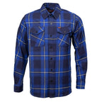MMCC Blue Wire Men's Navy Blue White Plaid Flannel Shirt - 100% Cotton Long Sleeve Button-Up - MMC11624