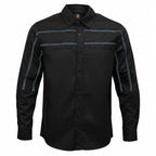 MMCC Men's Octane Long Sleeve Mechanic Shirt - Black with Grey Stripe - 50-50 Cotton Poly - MMCC16000
