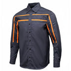 MMCC Men's Octane Long Sleeve Mechanic Shirt - Grey with Orange Stripe - 50-50 Cotton Poly - MMCC16001