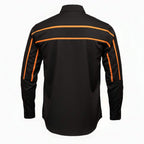 MMCC Men's Octane Long Sleeve Mechanic Shirt - Black with Orange Stripe - 50-50 Cotton Poly - MMCC16003