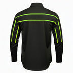MMCC Men's Octane Long Sleeve Mechanic Shirt - Black with Neon Green Stripe - 50-50 Cotton Poly - MMCC16004