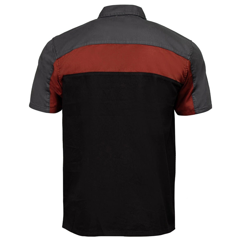 MMCC Men's Pit Stop Classic Mechanic Button Up Shirt - Dual Chest Pockets - Microfiber Panel - Rider Ready - MMC16010