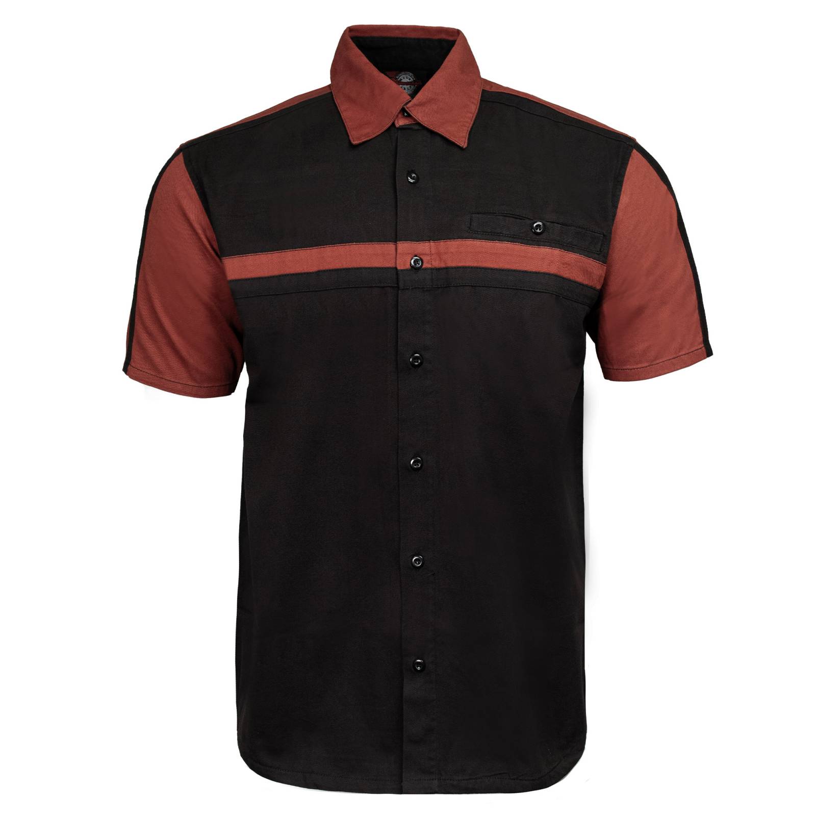 MMCC Men's Gear Head Classic Mechanic Button Up Shirt - Dual Chest Pockets - Microfiber Panel