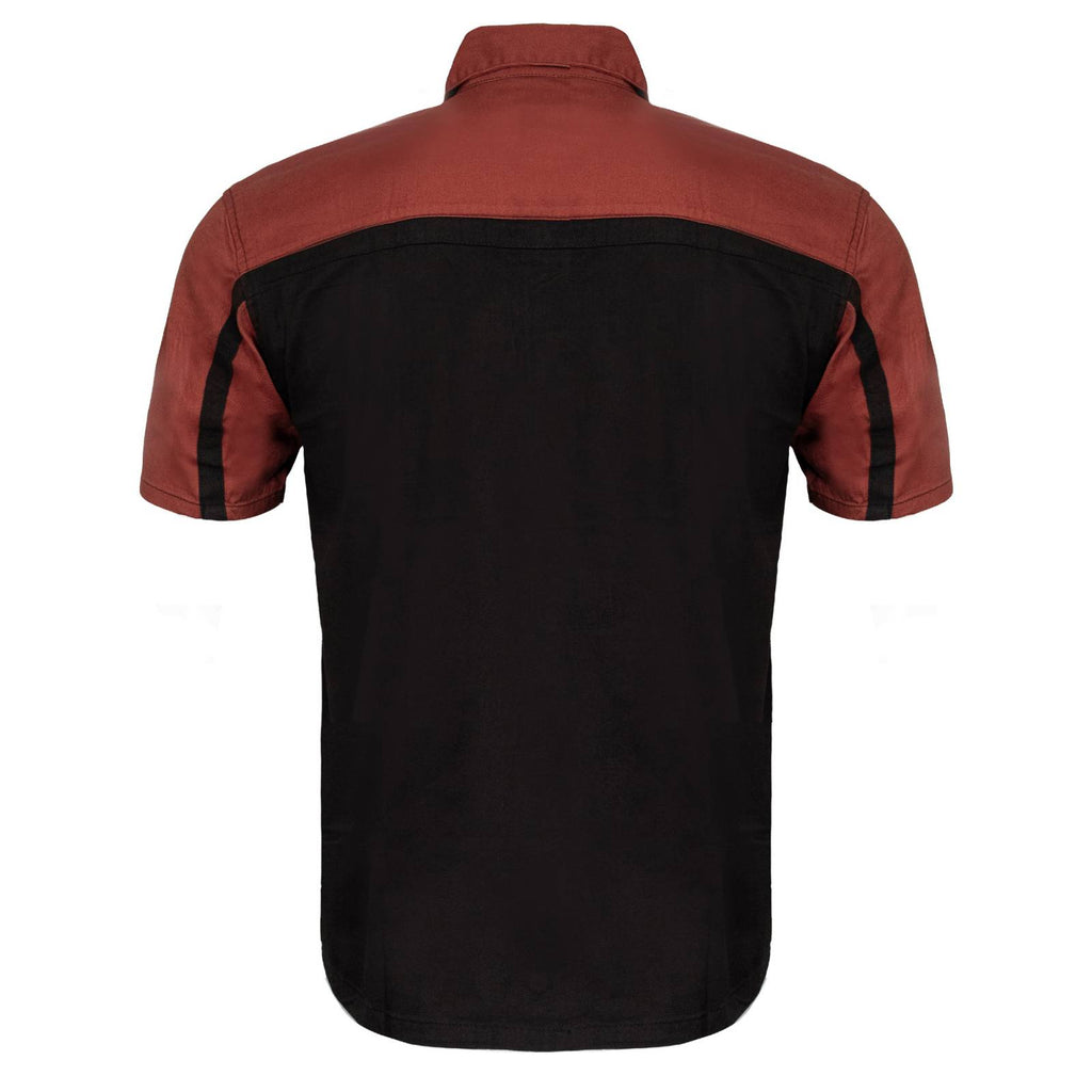 MMCC Men's Gear Head Classic Mechanic Button Up Shirt - Dual Chest Pockets - Microfiber Panel - Rider Ready - MMC16012