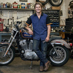 MMCC Men's Pit Line Mechanic Button Up Shirt - Dual Chest Pockets - Microfiber Panel - Rider Ready - MMC16026