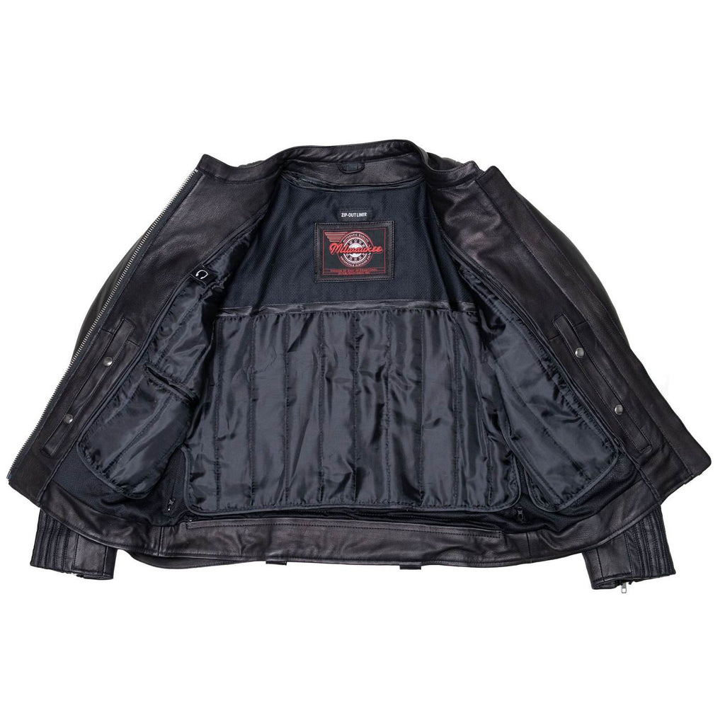Milwaukee Motorcycle Clothing Co. Women’s Rebel Scooter Style Black Leather Biker Jacket w/ Mandarin Collar MMC20002