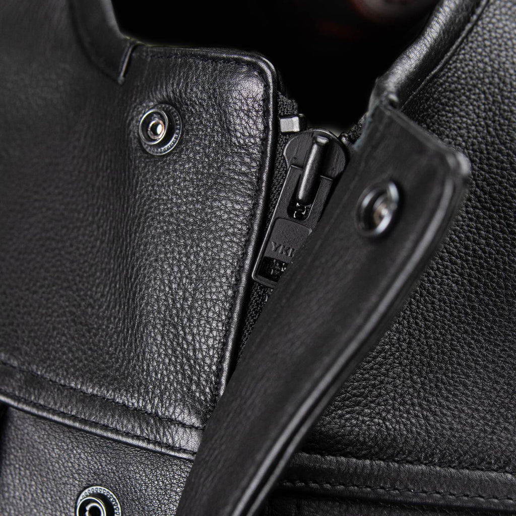 Milwaukee Motorcycle Clothing Co. Men's Low-Key Premium Black Leather Club Style Biker Vest MMC30000