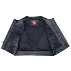 Milwaukee Motorcycle Clothing Co. Men's Low-Key Premium Black Leather Club Style Biker Vest MMC30000