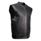 Milwaukee Motorcycle Clothing Co. Men's Rocker Black Leather Premium Club Style Riders Vest MMC30002