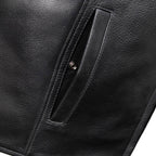 Milwaukee Motorcycle Clothing Co. Men's Rocker Black Leather Premium Club Style Riders Vest MMC30002