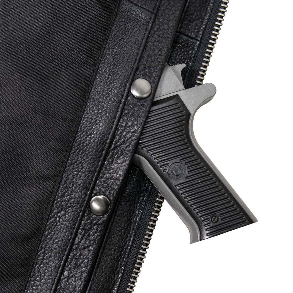 Milwaukee Motorcycle Clothing Co. Men's Rocker Black Leather Premium Club Style Riders Vest MMC30002