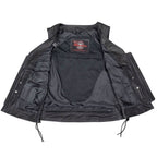 Milwaukee Motorcycle Clothing Co. Women's Jenni Black Premium Leather V-Neck Side Lace Vest MMC40001